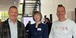 Foto der drei Vortragenden von links nach rechts: Dr. Björn Möller (HIS-HE), Viktoria Jäger (TU Dortmund), Prof. Dr. Uwe Wilkesmann (TU Dortmund).
